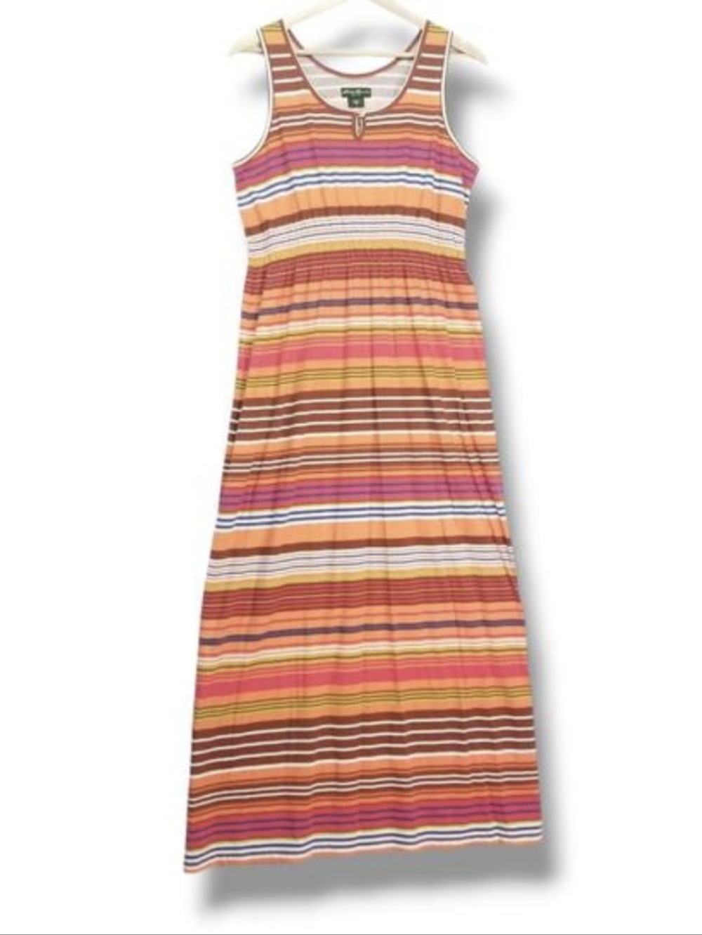 Eddie Bauer Maxi Tank Dress Womens Medium 100% Cotton Multi-color Striped